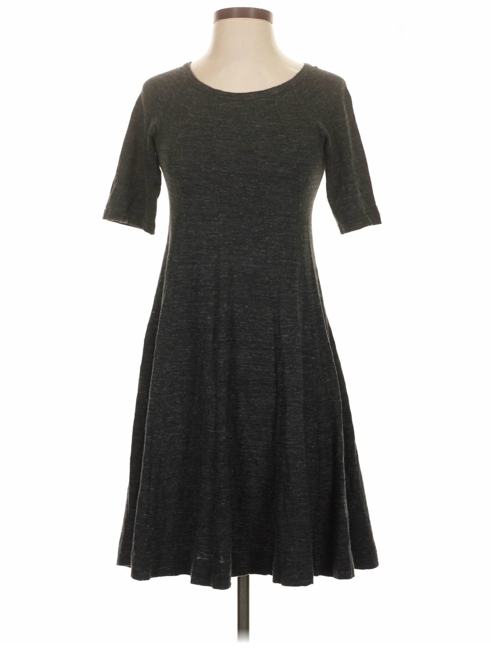 GANNI 3192 Winter Jersey Charcoal Gray Cotton Fit & Flare Dress XS